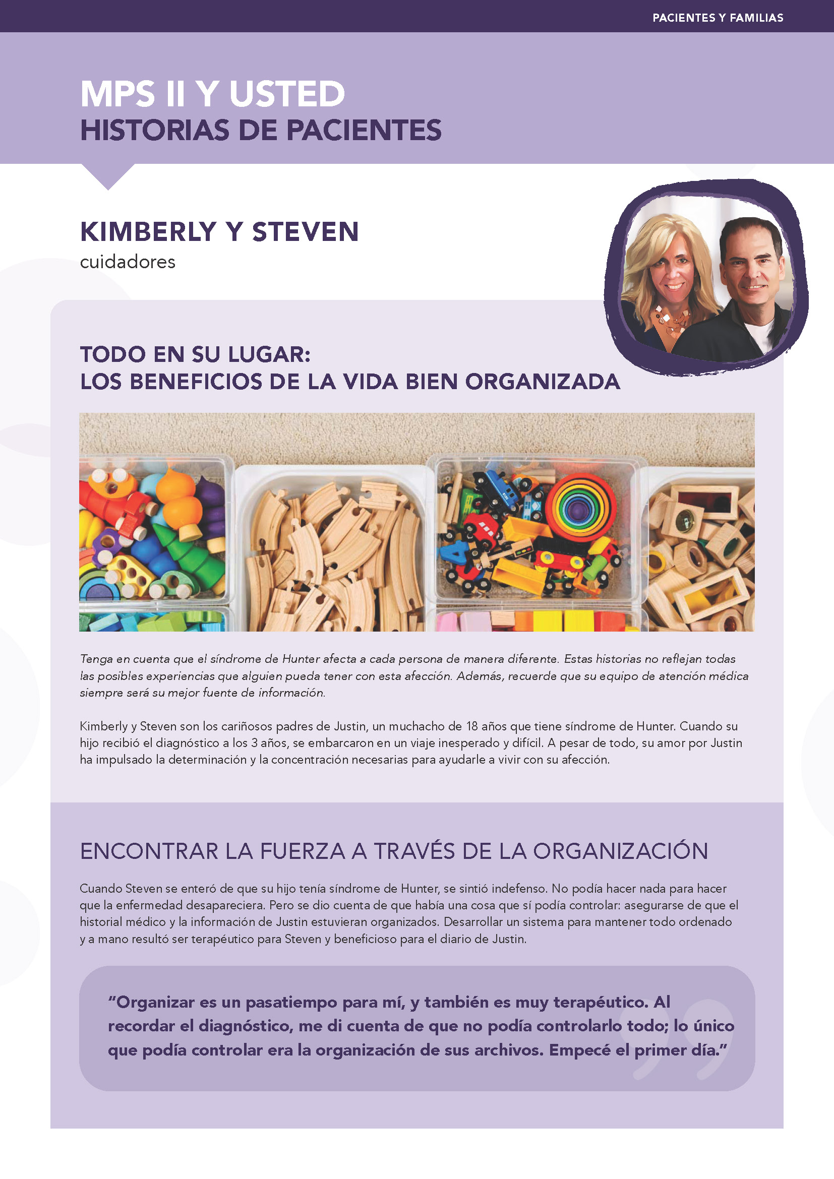 Historias de cuidadores: todo en su lugar