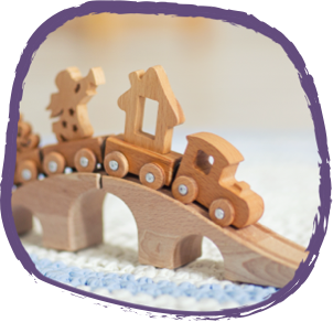 Wooden toy train set