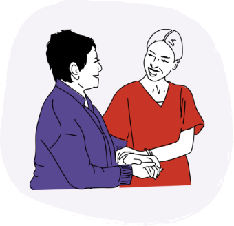 Healthcare professional reasuring a mother