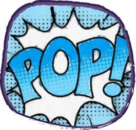 Blue comic-style POP! Explosion Graphic.
