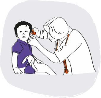Doctor performing a check up on a young Hunter syndrome patient