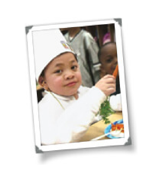 Sammy con delantal y gorro de cocinero