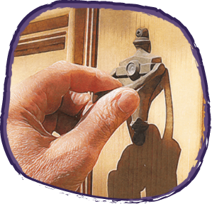 A person knocking on a door